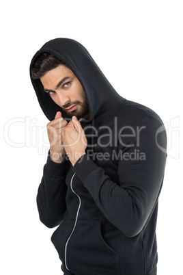 Handsome man posing against white background