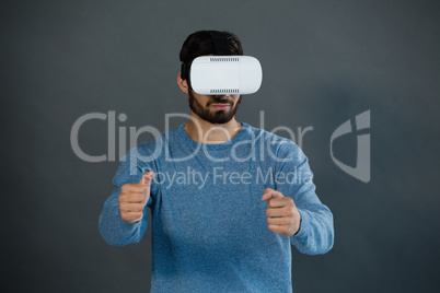 Man using virtual reality headset