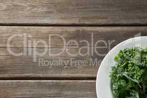 Kale vegetable in plate on table