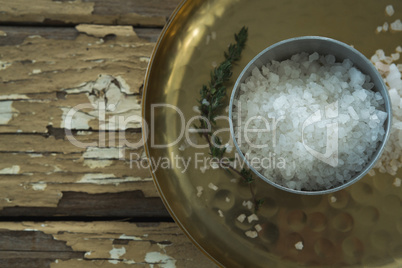 Bowl of salt in a plate