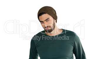 Handsome man posing against white background