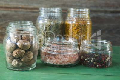 Various type spices in jar