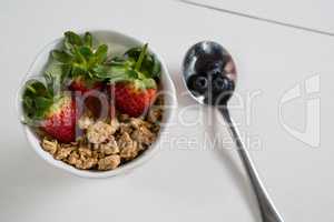 Strawberry and blueberry on white background