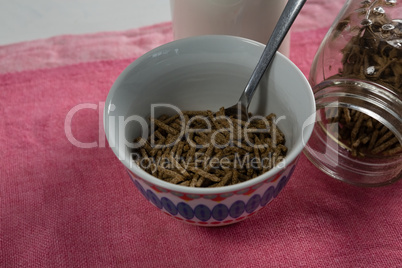 Bowl of cereal bran stick