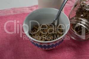 Bowl of cereal bran stick