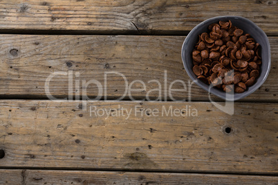 Chocolate cornflakes in bowl