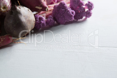 Close-up of cauliflower with beetroot