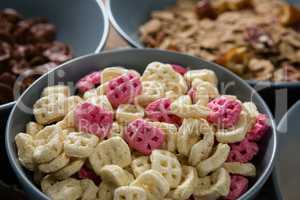 Honeycomb cereals in bowl