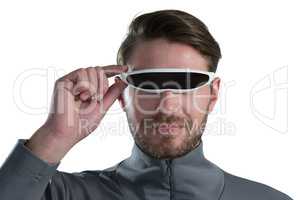 Man using virtual reality glasses