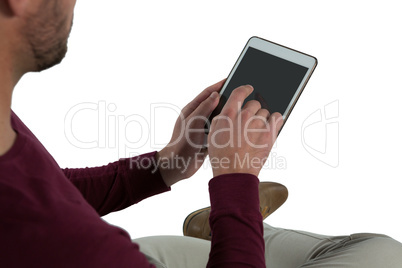 Man using digital tablet