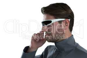 Man using virtual reality glasses