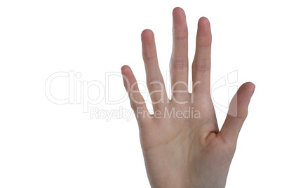 Womans hand using invisible screen