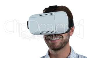 Man using virtual reality headset