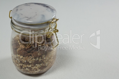 Glass jar of homemade granola
