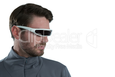 Man using virtual reality glasses