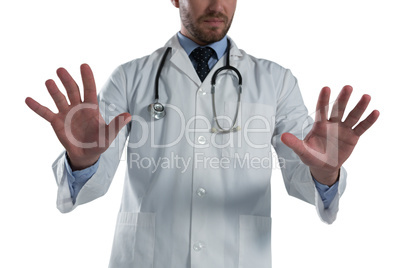 Male doctor using invisible screen