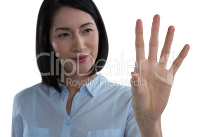 Woman using invisible screen