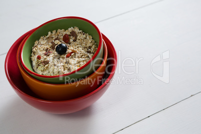 Muesli with blueberry in bowl