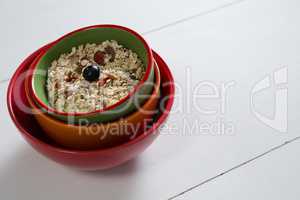 Muesli with blueberry in bowl