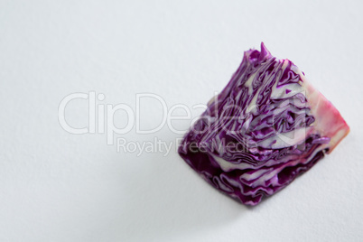 Sliced red cabbage on a white background