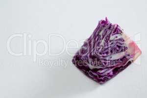 Sliced red cabbage on a white background