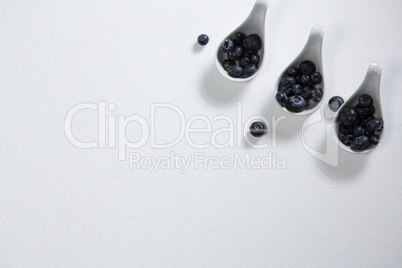 Blueberries arranged in a spoon