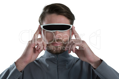 Man using virtual reality glasses