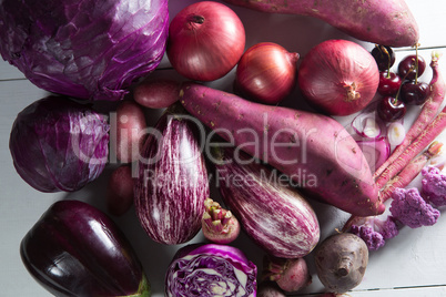 High angle view of various vegetables