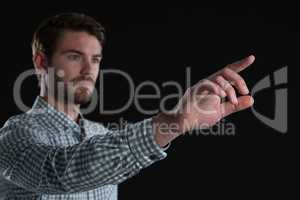 Man using invisible screen