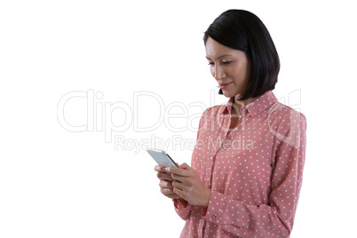 Woman using digital tablet