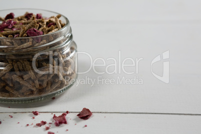Cereal bran stick in glass jar
