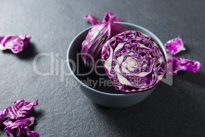 Close-up of red cabbage in bowl