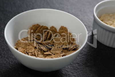 Wheat flakes in bowl