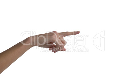 Womans hand using invisible screen