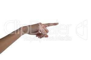Womans hand using invisible screen