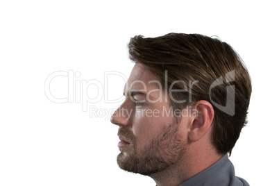 Man standing against white background