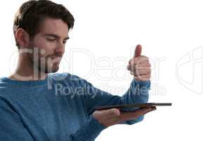 Man holding digital tablet