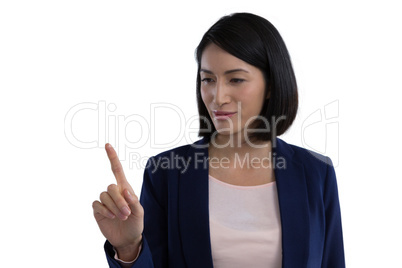 Businesswoman using invisible screen