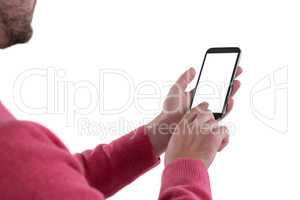 Close-up of man using mobile phone