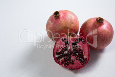 Pomegranates on white background