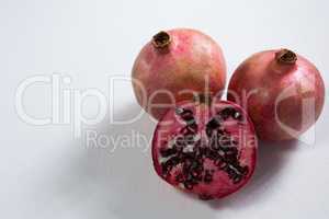 Pomegranates on white background