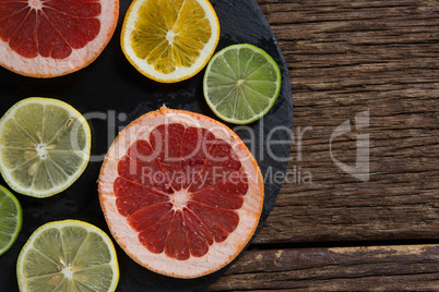 Various citrus slices in tray