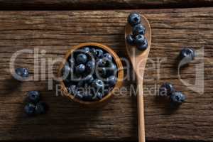 Blueberries on wooden table