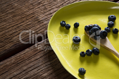 Blueberries in yellow plate