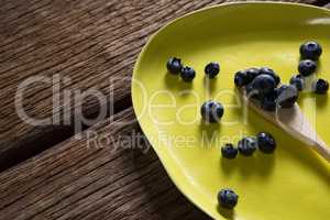 Blueberries in yellow plate