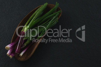 Scallions in tray
