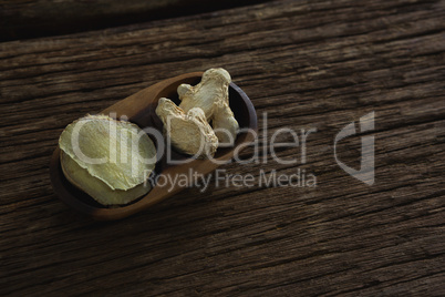 Dried ginger in a bowl