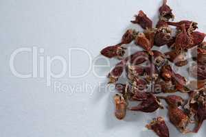 Dried berries on white background