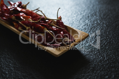 Chili pepper in wooden tray