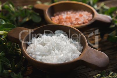 Salts in a bowl with herbs